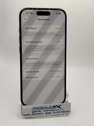 Apple iphone 15 Pro 128GB 100%-os akkumulátorral