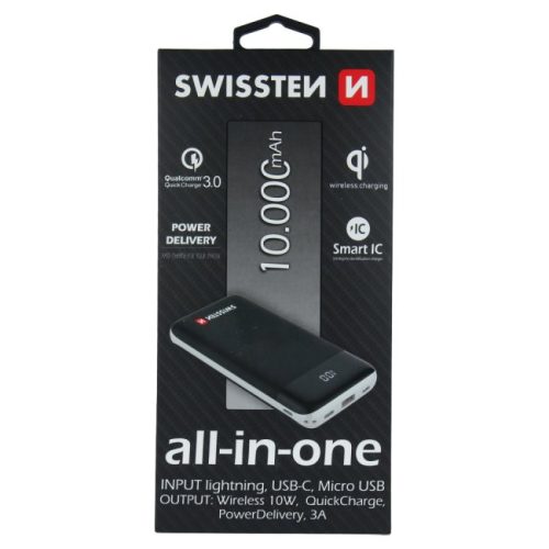 Swissten Powerbank 10000 mAh vésztöltő