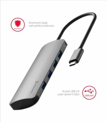 SWISSTEN USB-C HUB 4-IN-1 4x USB 3.0 ALUMINIUM