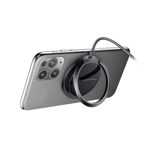 FORCELL F-ENERGY PowerPod vezeték nélküli töltő gyűrűs/rúgó állvánnyal, Magsafe töltő 15W fekete