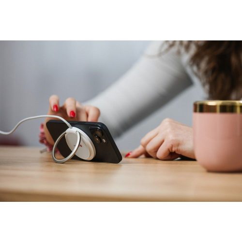 FORCELL F-ENERGY PowerPod vezeték nélküli töltő gyűrűs/rúgó állvánnyal, Magsafe töltő 15W fekete
