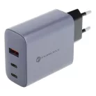 Forcell hálózati  GAN gyorstöltő, 2x USB C + USB A - 4A 65W PD + Quick Charge 4.0 funkc