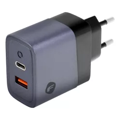   Forcell hálózati GAN gyorstöltő, USB C + USB A - 4A 45W PD + Quick Charge 4.0 funkcióval, kék