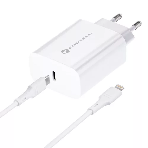 Forcell 20w-os usb-c töltő szett, c-lightning kábellel