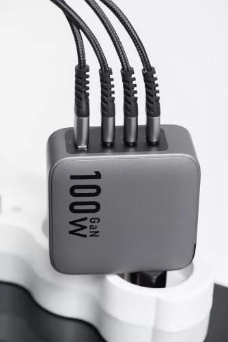 Forcell hálózati GAN gyorstöltő, USB C + USB A - 4A 100W PD + Quick Charge 4.0 funkcióval, kék