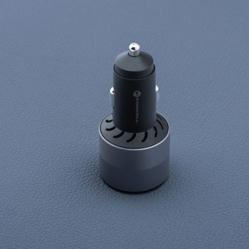 FORCELL F-ENERGY Alu autós töltő 2 x Type C + USB A PD QC4.0 SFC2.0 3A 85W szürke