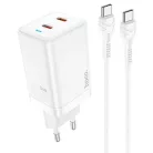 HOCO charger 2 x Type C PD QC 45W GaN fehér