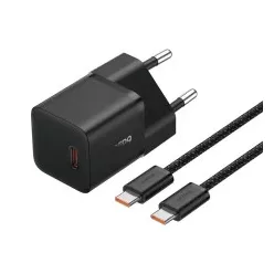   HOCO charger 2 x Type C + cable Type C to Lightning PD QC 45W GaN fekete