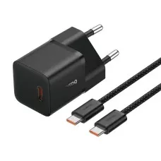 HOCO charger 2 x Type C + cable Type C to Lightning PD QC 45W GaN fekete