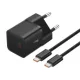HOCO charger 2 x Type C + cable Type C to Lightning PD QC 45W GaN fekete