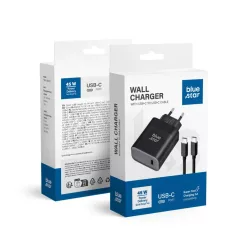   BLUE STAR utazó töltő Type C + Type C to Type C kábel PD QC4.0 3A 45W TFB-TC-45WPD fekete