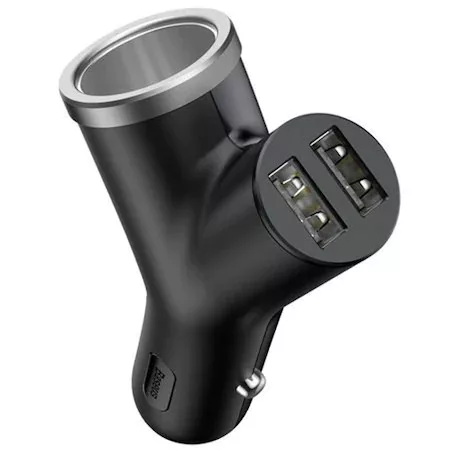 BASEUS autós töltő 2 x USB A + szivargyújtó 5A 40W CCALL-YX01/BSC-C16N - fekete