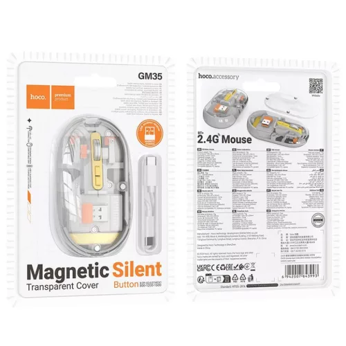 HOCO számítógépes vezeték nélküli egér kettős módú SILENT 2,4G 1600 dpi GM3