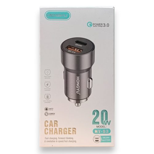 Hongyu HY-53 szivargyújtó autós töltő 20W USB + Type C
