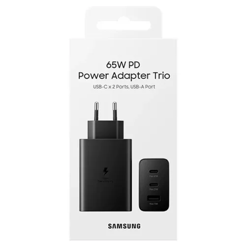 Samsung Trio 65W Töltő adapter 2*USB-C + USB-A fekete (EP-T6530NBE)