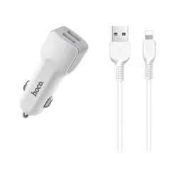 Hoco autós töltő USB A lightning kábel + szivartöltő