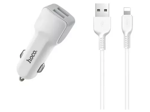 Hoco autós töltő USB A lightning kábel + szivartöltő