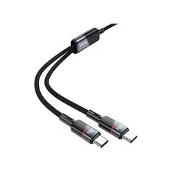   Hoco 2in1 USB C - USB C / USB C kábel  5A 100W 1,2 m U139 fekete