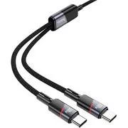 Hoco 2in1 USB C - USB C / USB C kábel  5A 100W 1,2 m U139 fekete