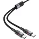 Hoco 2in1 USB C - USB C / USB C kábel  5A 100W 1,2 m U139 fekete