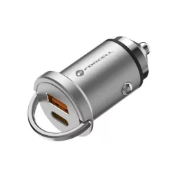   FORCELL F-ENERGY Mini autós töltő C típusú + USB A PD QC3.0 5A 30W ezüst