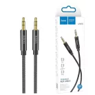 Jack-jack (3.5mm) audio kábel, szövettel bevont, fekete, 2m, Hoco UPA19