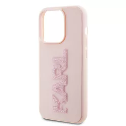  Apple  iPhone 15 Pro Max - Karl Lagerfeld - 3D Glitter Logo - hátlap tok, pink