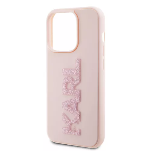 Apple  iPhone 15 Pro Max - Karl Lagerfeld - 3D Glitter Logo - hátlap tok, pink
