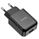 Telefontöltő Hoco USB A 2A 10W + kábel USB A - USB C N2 fekete