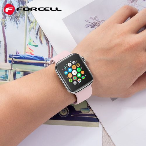 Forcell Apple Watch hagyományos okosóra szíj 42/44/45/49 mm rózsaszín , púder