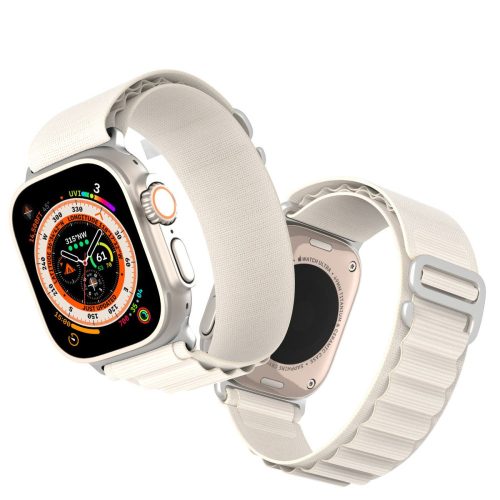  Dux Ducis Apple Watch Ultra stílusú szövet szíj 42/44/49mm platinum fehér bézs 
