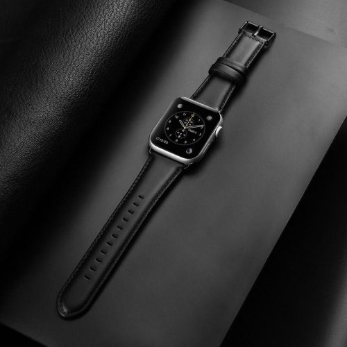 Dux Ducis Apple Watch óraszíj , valódi bőr 38/40/41mm fekete MÁGNESES