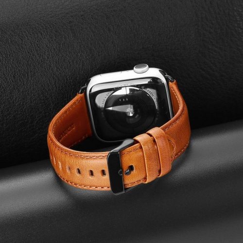 Dux Ducis Apple Watch óraszíj , valódi bőr 42/44/45/49 mm barna MÁGNESES