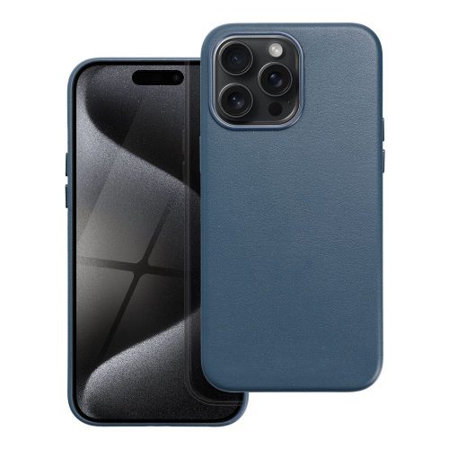 Iphone 15 pro gyári minőségű műbőr tok Magsafe rögzítéssel , indigo blue
