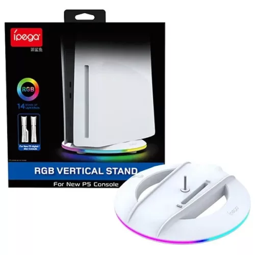 iPega P5S025S függőleges állvány RGB-vel PS5 Slim/PS5 Pro készülékhez fehér