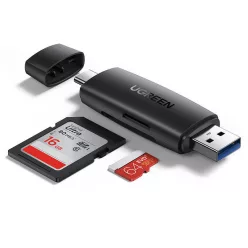   UGREEN CM304 USB + USB-C adapter SD + microSD kártyaolvasó fekete