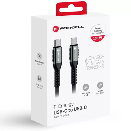 USB-C - USB-C kábel Forcell F-Energy QC4.0 PD 5A 100W Cafule 1,2 m C260 fekete