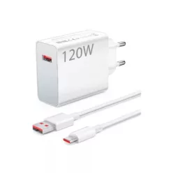   XIAOMI HYPERCHARGE COMBO hálózati töltő USB aljzat (120W, gyorstöltő + Type-C kábel) - fehér