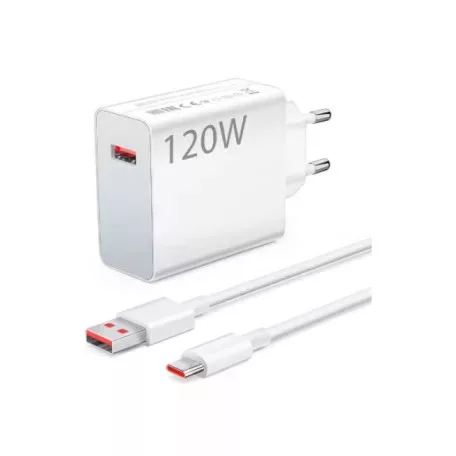 XIAOMI HYPERCHARGE COMBO hálózati töltő USB aljzat (120W, gyorstöltő + Type-C kábel) - fehér