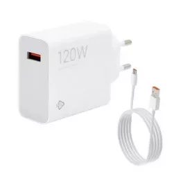 XIAOMI HYPERCHARGE COMBO hálózati töltő USB aljzat (120W, gyorstöltő + Type-C kábel) - fehér