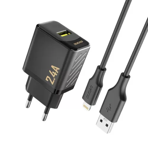 Dudao A23LEU 2.4A GaN EU USB-A Wall Charger with USB-A to Lightning Cable