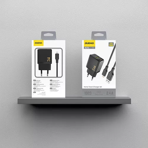 Dudao A23LEU 2.4A GaN EU USB-A Wall Charger with USB-A to Lightning Cable