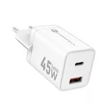 Forcell töltőfej 45w GAN3 USB A USB C fehér