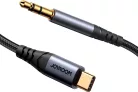 Sztereó audio kábel, Joyroom, AUX 3,5 mm - USB-C, alumínium, 1,2 m, fekete