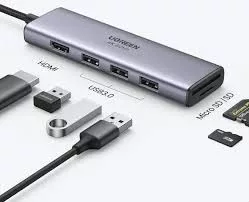 Ugreen CM511 Hub 5in1 USB-C-USB 3.0, HDMI, TF/SD, szürke