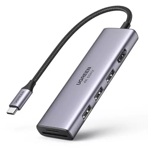 Ugreen CM511 Hub 5in1 USB-C-USB 3.0, HDMI, TF/SD, szürke