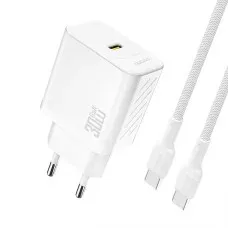 Dudao A27PCEU PD 30W GaN USB-C Wall Charger with USB-C Cable - fehér