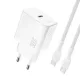 Dudao A27PCEU PD 30W GaN USB-C Wall Charger with USB-C Cable - fehér