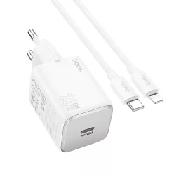   HOCO fali töltő Type C + Type C to Lightning kábel QC PD 20W N40 fekete