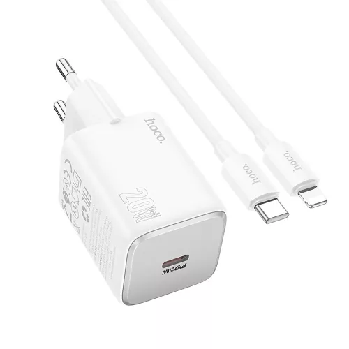 HOCO fali töltő Type C + Type C to Lightning kábel QC PD 20W N40 fekete